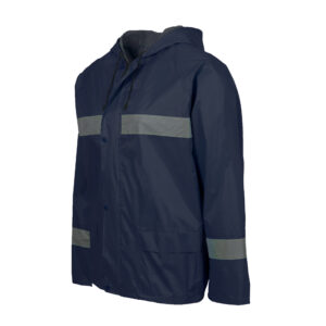 REBEL AquaSkin Rubberised Hi Viz Navy Reflective Rainsuit - Image 7
